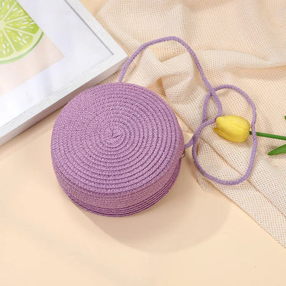 Sac tissé en paille rond personnalisé